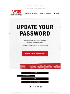 Vans - We've upgraded our site! Reset your clave