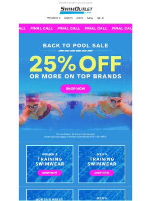 SwimOutlet - LAST CHANCE! 25% OFF ENDS TONIGHT 💰