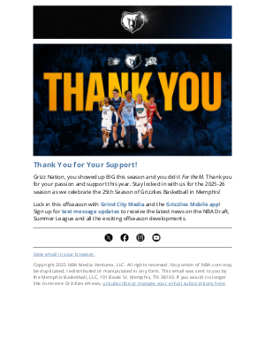 Memphis Grizzlies - Grizz Nation, THANK YOU 🙏