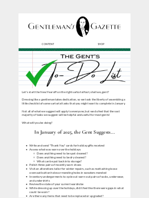 Gentleman's Gazette - 🗒️ Here's What Gents Should Be Doing This January