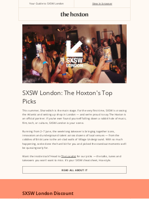 The Hoxton - SXSW London: The Hoxton's Top Picks