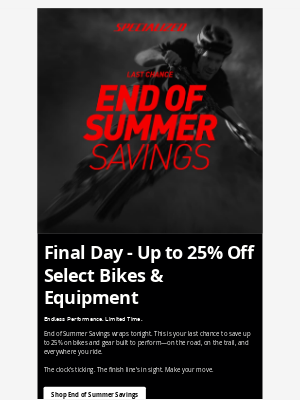 Specialized Bicycle Components - Final Hours to Save