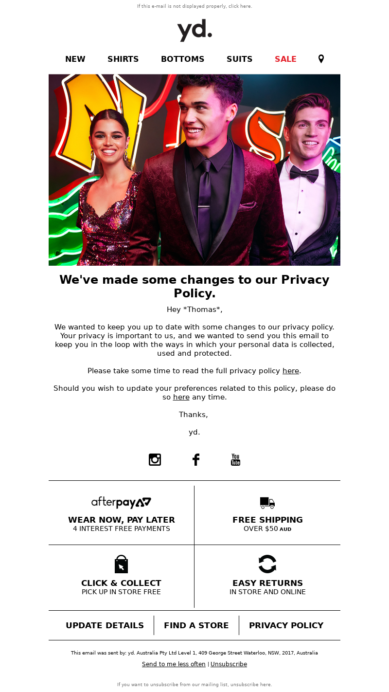 Yd AU - Thomas, we've updated our Privacy Policy