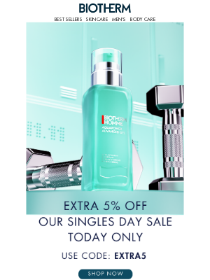 Biotherm - Extra 5% off our singles day sale today only!