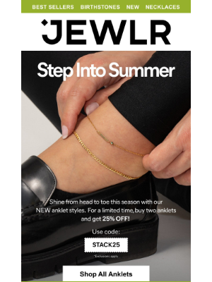 Jewlr - Just Dropped! Summer Anklets Collection ✨
