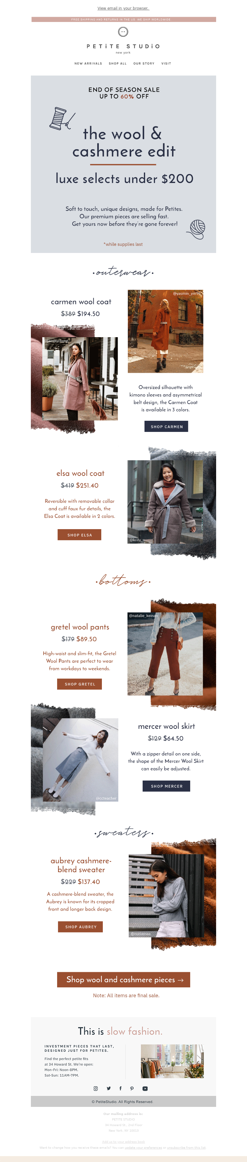 Petite Studio - Wool & Cashmere Under $250