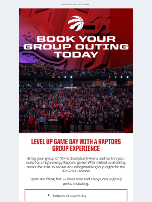 Toronto Raptors - Start Planning your 2025-26 Raptors Group Outing!