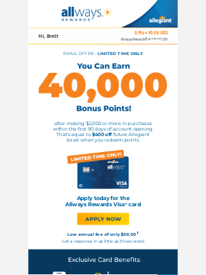 Limited Time Only! You’ve been selected for a 40,000 Bonus Points Offer
