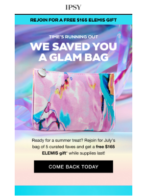 ipsy - MailCharts, we saved a July Glam Bag for you