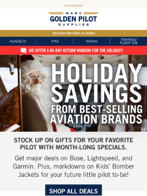 Marv Golden Pilot Supplies - Save on Gifts from Bose, Lightspeed, & More 🎁