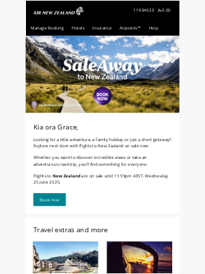 Air New Zealand - SaleAway with flights to NZ on sale now ✈