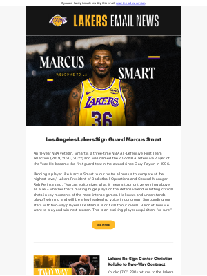 Los Angeles Lakers - Lakers Officially Sign Smart, Koloko, and Mañon