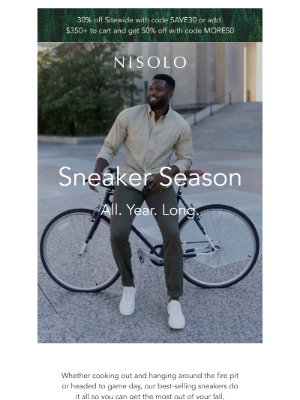 Nisolo - 50% Off Sitewide Offer + Year-Round Sneaks