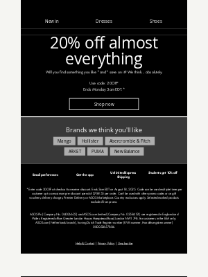 ASOS  - 20% off almost everything