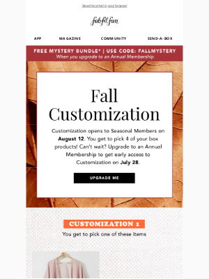 FabFitFun - Free gift + early Customization 🍂