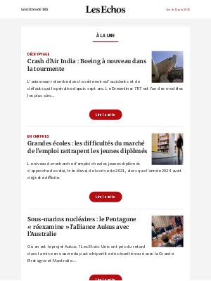 Les Echos (France) - Crash d'Air India : Boeing à nouveau dans la tourmente