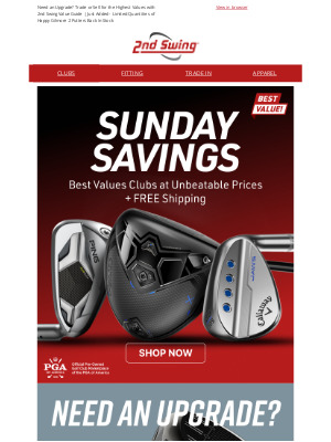 2nd Swing Golf - Swing Into Savings this Sunday ⛳ FREE Shipping + Best Value Clubs at Unbeatable Prices