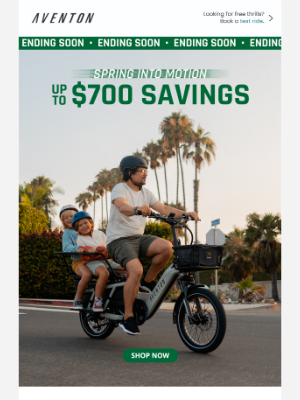 Aventon Bikes - Last Chance! Spring Into Motion – Save up to $700 on select ebikes!⏰
