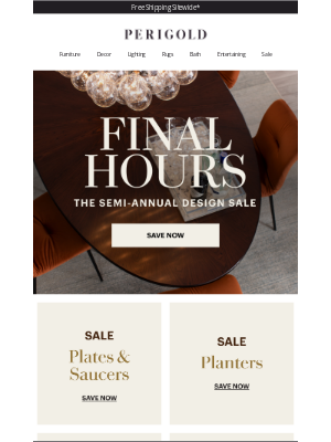 Perigold - Ends tonight: up to 20% off plates.