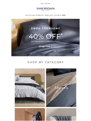 Sheridan (Australia) - Ends Thursday: 40% off your favourites