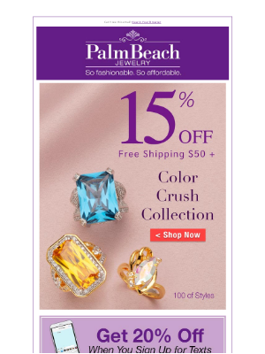 PalmBeach Jewelry - Take 15% Off Pops of Color For Your Spring Looks