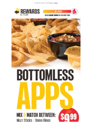 Buffalo Wild Wings - 🤯 Bottomless Apps for $9.99​
