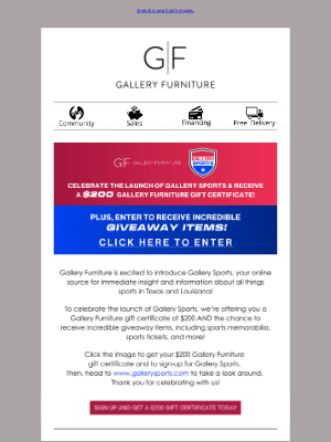Gallery Furniture - Now Introducing Gallery Sports!