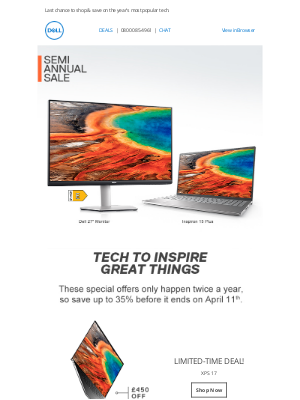 Dell UK - Semi Annual Sale| There's still time to save up to 35%.