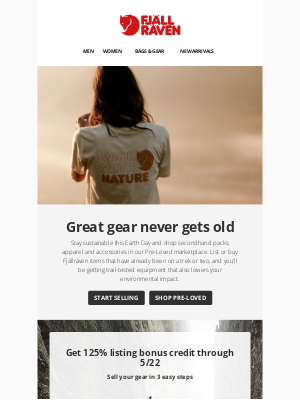 Fjallraven - 125% bonus credit when you re-sell your gear