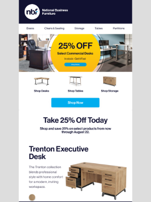 National Business Furniture - Take 25% Off Commercial Desks Today