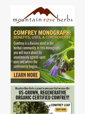 Mountain Rose Herbs - Comfrey Monograph: Benefits, Uses, & Controversy