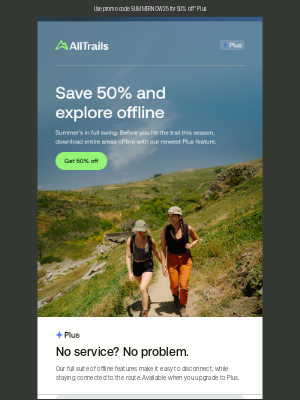 AllTrails - 50% off Plus starts now