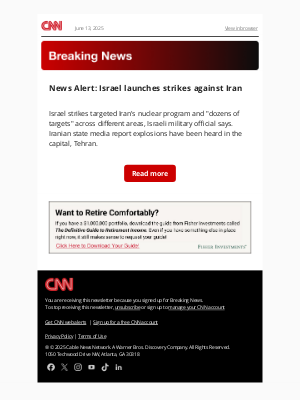 CNN - News Alert: Israel launches strikes against Iran
