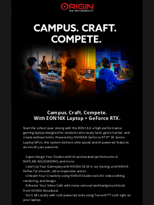 ORIGIN PC - Power Your Semester: $350 Off EON16-X + Free Gear