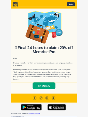 Memrise - ⌛ Last day: claim 20% off Memrise Annual