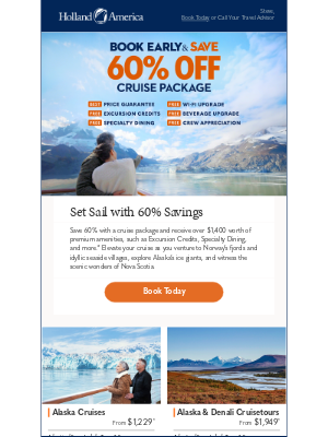 Holland America Line - Act Now: 60% savings on premium amenities 