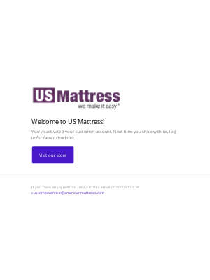 US-Mattress - Customer account confirmation