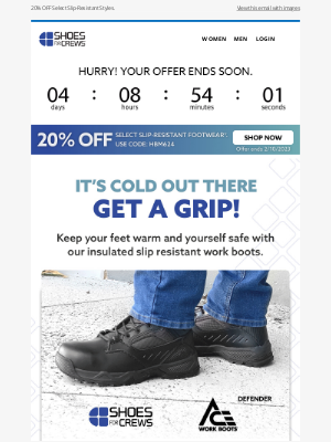 Shoes For Crews - 20% Off Select Styles + Shop Non-Slip Insulated Winter Work Boots