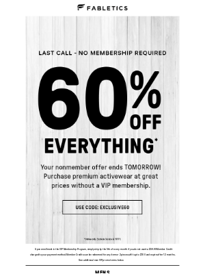 Fabletics - LAST CALL - No Membership Required