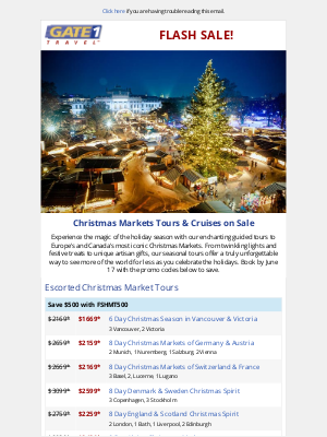 Gate 1 Travel - Save on Holiday Travel | Christmas Market Tours on Sale