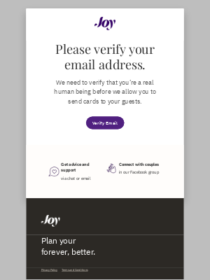 Joy Wedding - Please verify your email address