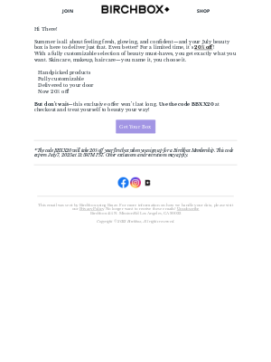 Birchbox(United Kingdom) - 🌞 Your July Beauty Box Is 20% Off – Customize Yours Now!