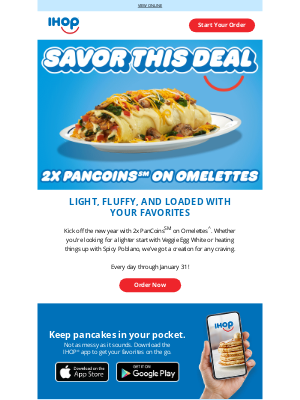 IHOP - 🎉 Susan, Your Deal is Here: 2x PANCOINS℠ ON OMELETTES