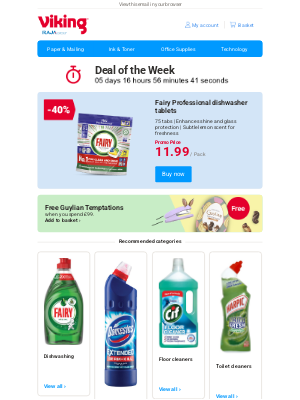 Viking Direct (United Kingdom) - 🧼 Save 40% on Fairy dishwasher tablets