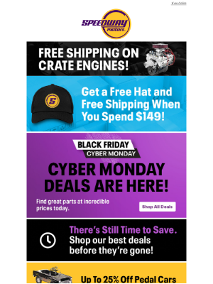 Speedway Motors - Cyber Monday Sale!