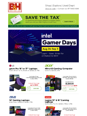 B&H Photo Video - Intel Gamer Days: Learn, Shop & Save!