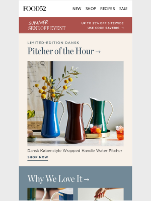Food52 - The Dansk pitcher we can’t keep in stock.