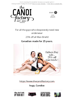 The Candi Factory - 25% off Man Briefs!