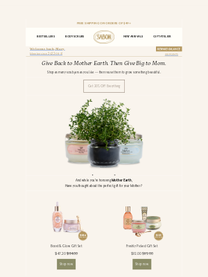Sabon NYC - Celebrate Earth. Celebrate Her. 20% Off Everything.
