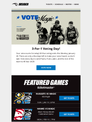 Orlando Magic - ⭐️ 3-For-1 Voting Day: Help Send Magic Stars to the All-Star Game!